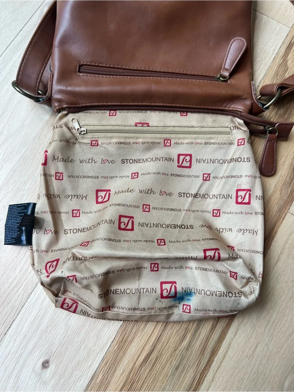 Stone Mountain Brown Crossbody Purse Bonded Leather Multi Pocket Shoulder Bag